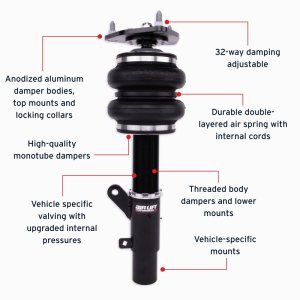 Honda Accord Performance Air Suspension Kit - Front - Air Lift - Double-Bellows Air Springs + 32-Level Damping - Silver - `13-`17